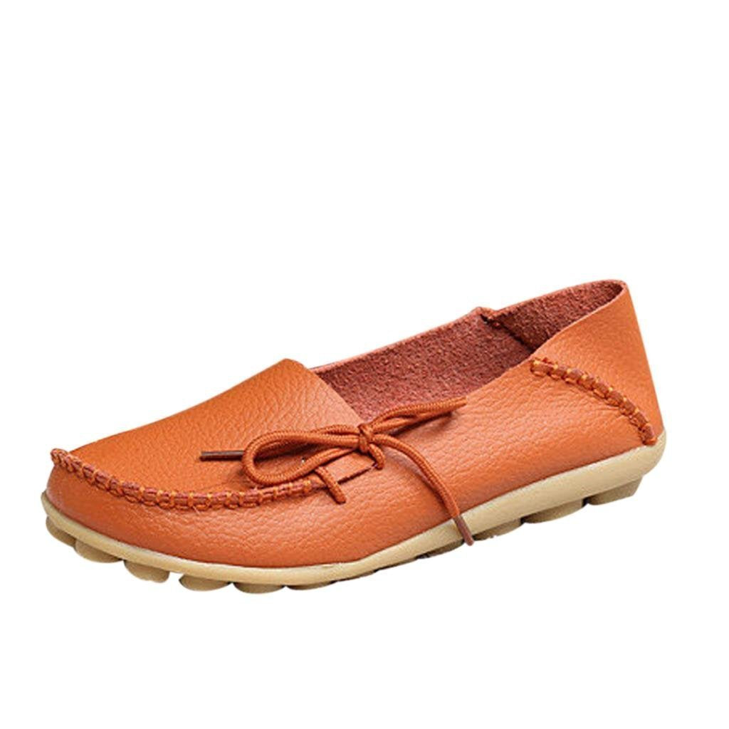 Maybest Damen-Schnürhalbschuhe, bequem, Leder, flache Pumps