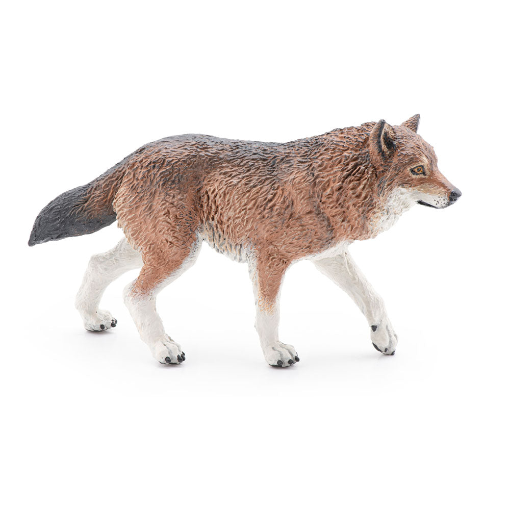 PAPO Wild Animal Kingdom Wolf Toy Figure, Brown (50283)