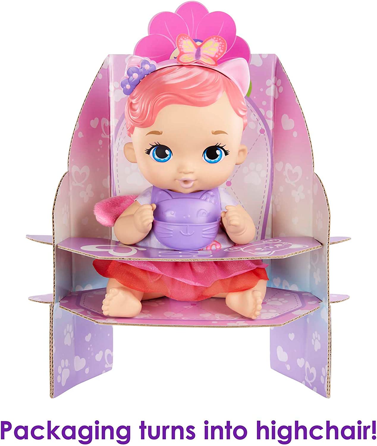 My Garden Baby Feed & Change Baby Kitten Doll (12-in) & Accessories, with Reusable Diaper, Bib, and Bottle, Great Gift for Kids Ages 3Y+