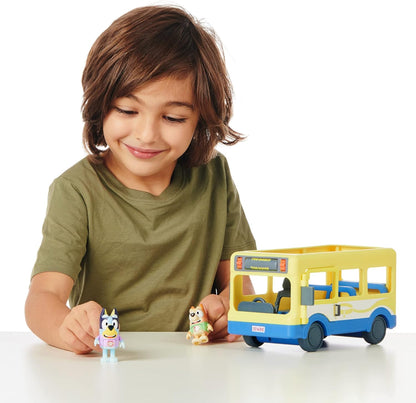 Bluey Town Bus Vehicle Playset and Official Figures Pack, with two and Bingo Collectable 2.5-3" Action Figures and Bus Pass & Heeler Family 4WD Vehicle Playset: Official Collectable Car + Heeler Family 4WD Vehicle Playset