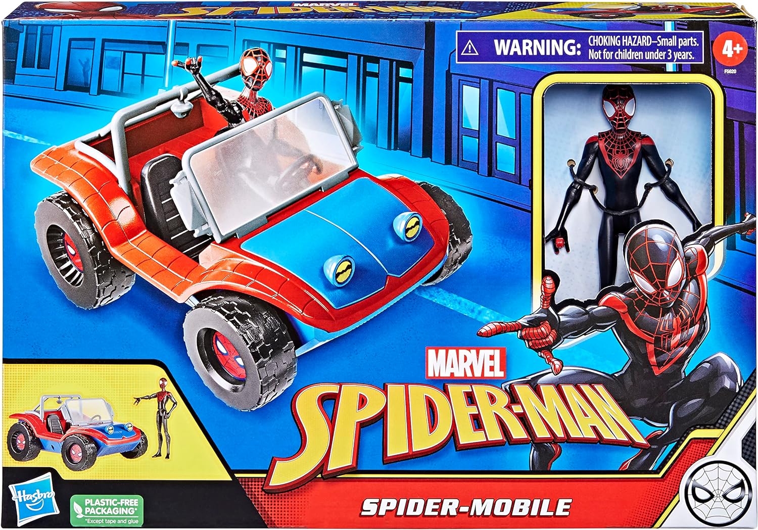Spider-Man Hasbro Marvel Spider-Mobile 15-cm-scale Vehicle and Miles Morales Action Figure, Marvel Toys for Children Aged 4 and Up