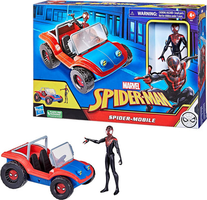 Spider-Man Hasbro Marvel Spider-Mobile 15-cm-scale Vehicle and Miles Morales Action Figure, Marvel Toys for Children Aged 4 and Up