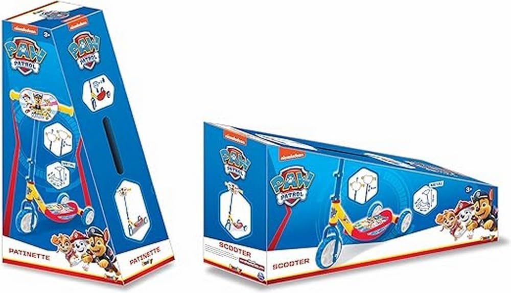 Smoby - Paw Patrol Scooter - 3 Wheel Scooter, Height-Adjustable Handlebars, Sturdy Metal Frame, Easy Transport, for Children from 3 Years, Colourful (7600750190