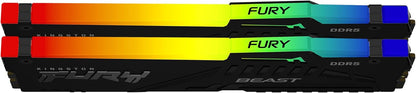 Kingston Fury Beast DDR5 RGB 64GB (2x32GB) 5600MT/s DDR5 CL40 DIMM Desktop Gaming Memory Kit of 2 - KF556C40BBAK2-64 Black 64GB Kit of 2 5600MT/s