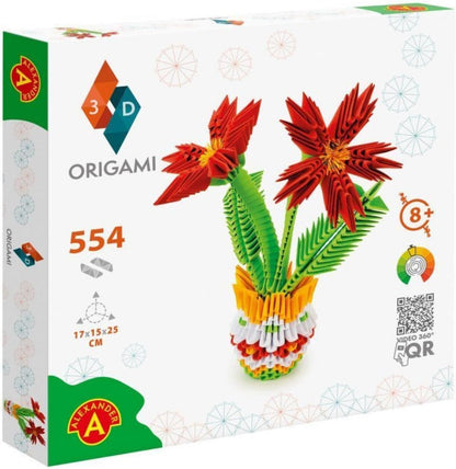 Origami 3D 501829 – Flor maceta – Hermosa escultura de papel 3D con componentes patentados e instrucciones de montaje comprensibles, 554 piezas, 17 x 15 x 25 cm, a partir de 8 años