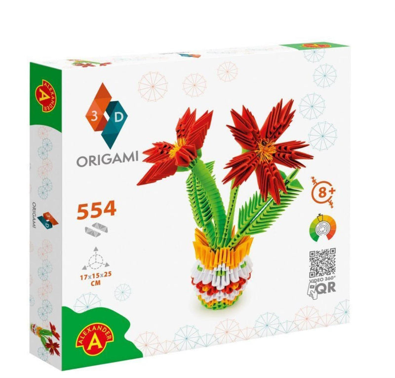 Origami 3D 501829 – Flor maceta – Hermosa escultura de papel 3D con componentes patentados e instrucciones de montaje comprensibles, 554 piezas, 17 x 15 x 25 cm, a partir de 8 años