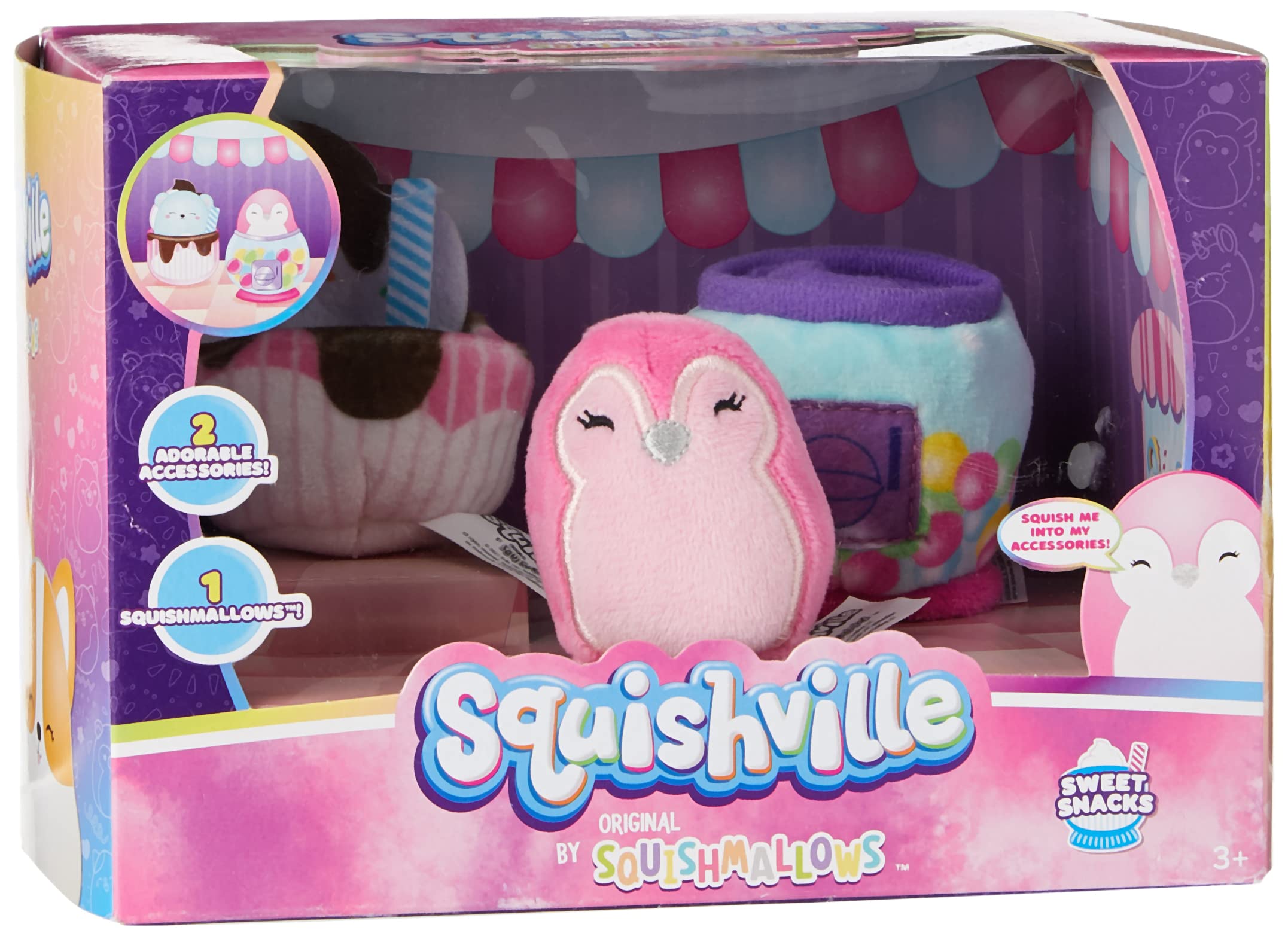 Squishville SQM0320 Sweet Snacks Accessory set Set-2-Inch Plush Toys for Kids, Multi