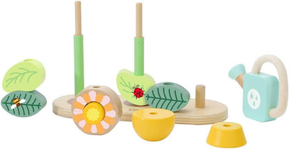 Classic World - Stacking Rings Flower Garden - Montessori Toy - Developmental, Color Perception, and Sensory Toy - Flower Garden Building Toys- Early Activity Toys - Suitable for 10 Months +
