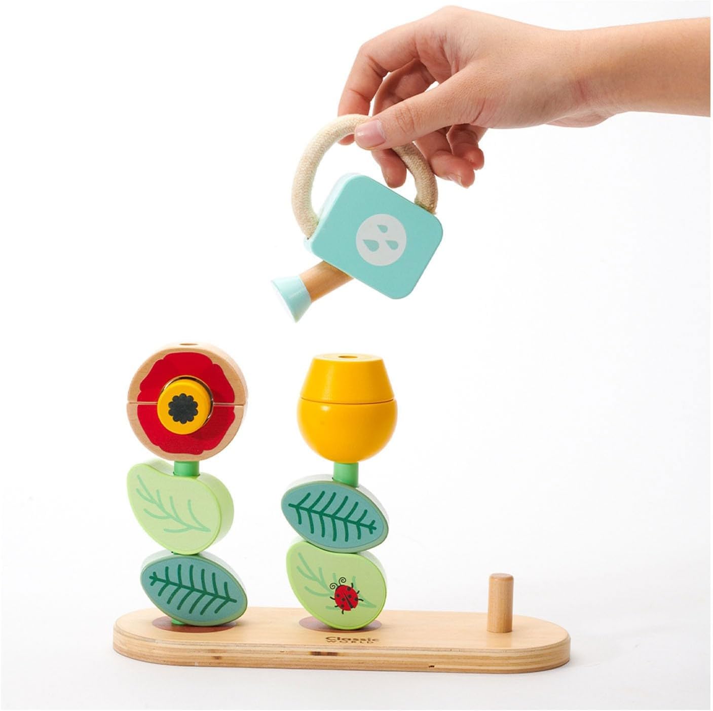 Classic World - Stacking Rings Flower Garden - Montessori Toy - Developmental, Color Perception, and Sensory Toy - Flower Garden Building Toys- Early Activity Toys - Suitable for 10 Months +