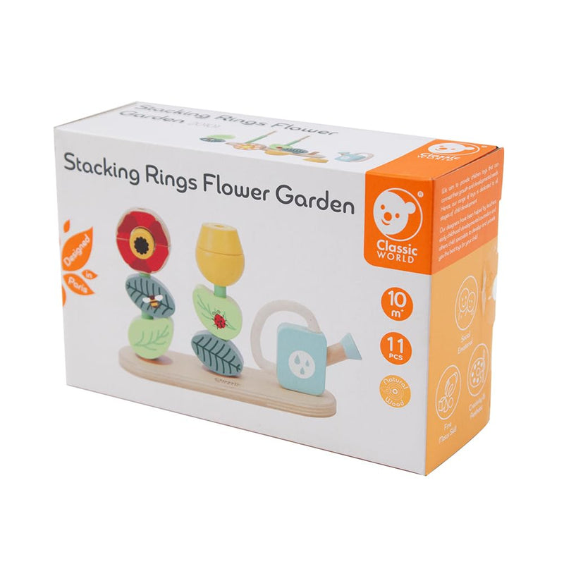 Classic World - Stacking Rings Flower Garden - Montessori Toy - Developmental, Color Perception, and Sensory Toy - Flower Garden Building Toys- Early Activity Toys - Suitable for 10 Months +