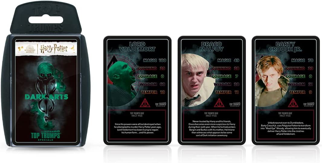 Top Trumps Harry Potter Dark Magic Specials Card Game, Play with Voldemort, Bellatrix Lestrange, Barty Crouch Jr and Draco Malfoy, Educational for 2 plus players makes a great gift for ages 6 plus