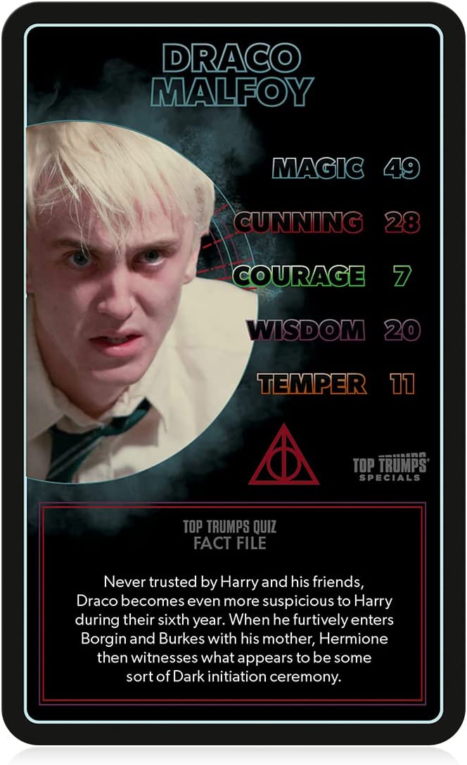 Top Trumps Harry Potter Dark Magic Specials Card Game, Play with Voldemort, Bellatrix Lestrange, Barty Crouch Jr and Draco Malfoy, Educational for 2 plus players makes a great gift for ages 6 plus