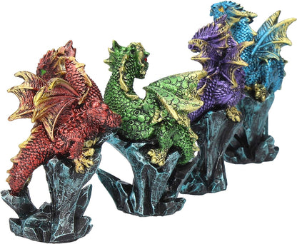 Nemesis Now Dragonling Brood, Set Of 4, 4cm, Metallic Multi-coloured