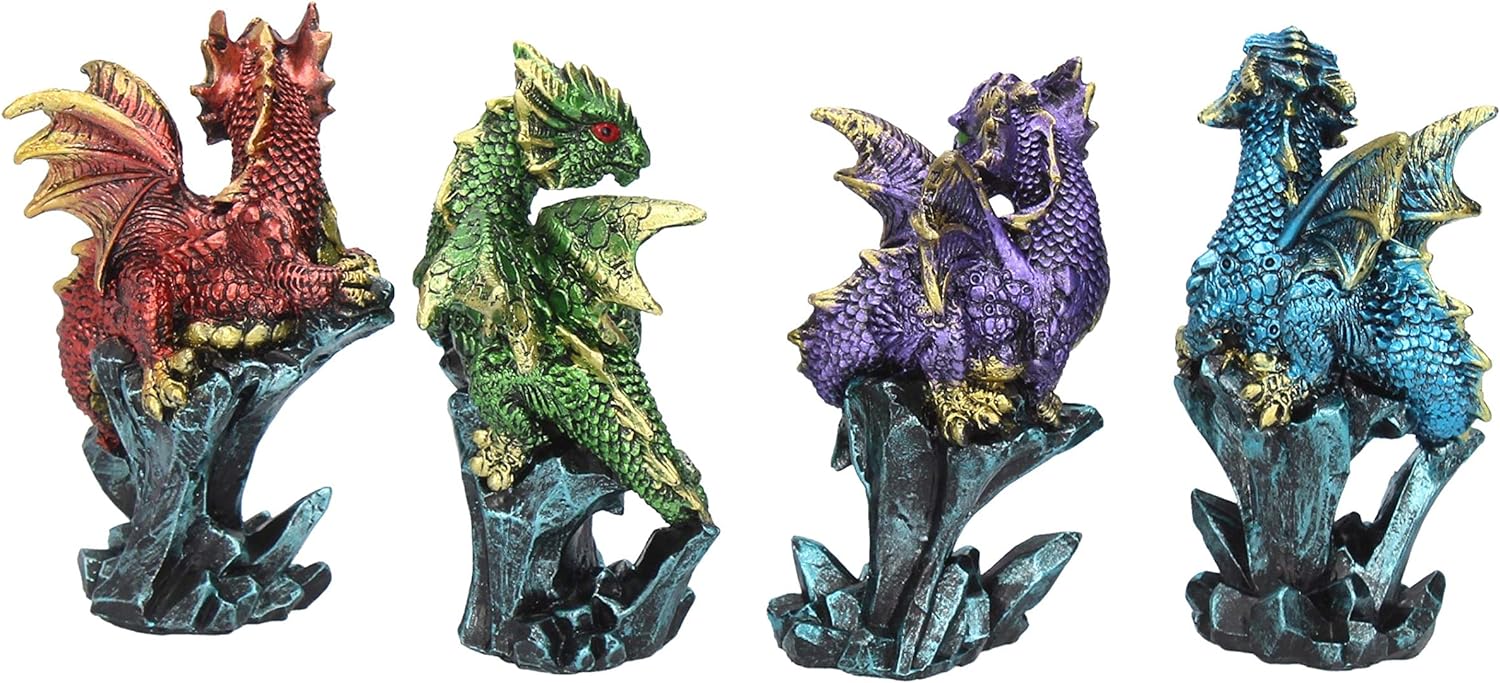 Nemesis Now Dragonling Brood, Set Of 4, 4cm, Metallic Multi-coloured