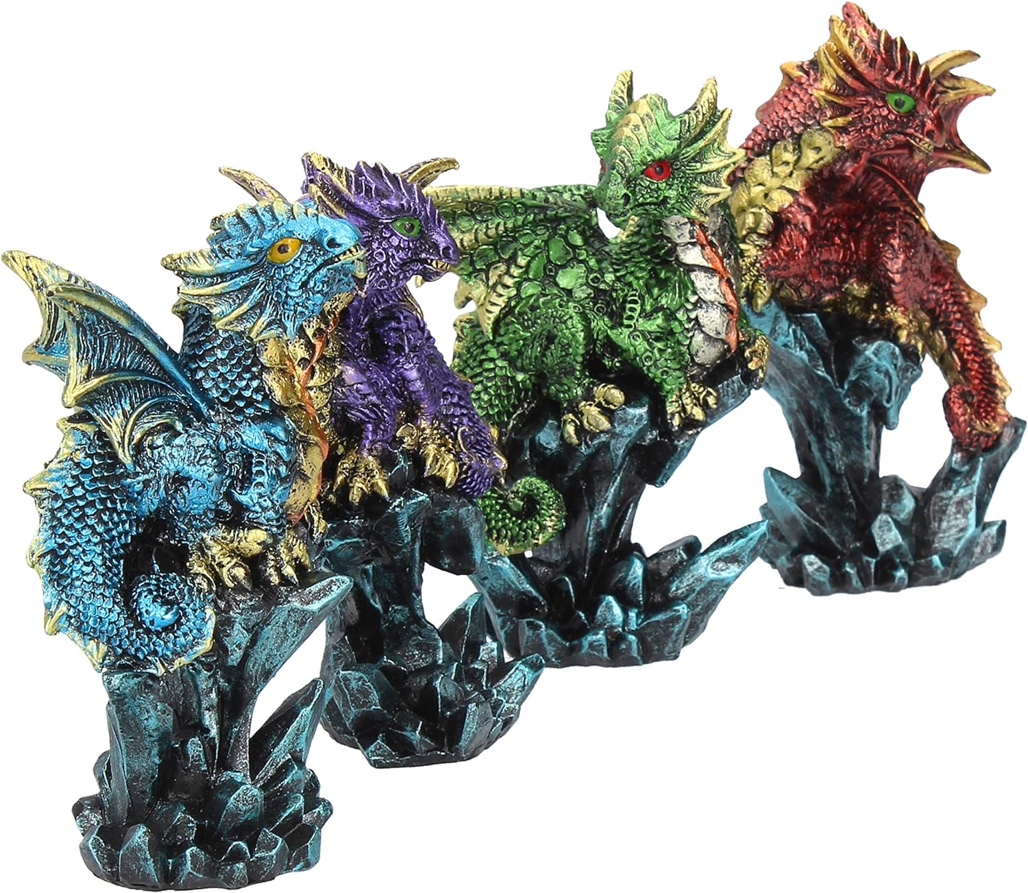 Nemesis Now Dragonling Brood, Set Of 4, 4cm, Metallic Multi-coloured