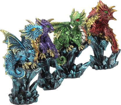 Nemesis Now Dragonling Brood, Set Of 4, 4cm, Metallic Multi-coloured