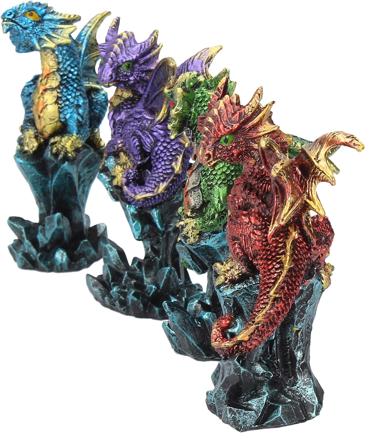 Nemesis Now Dragonling Brood, Set Of 4, 4cm, Metallic Multi-coloured