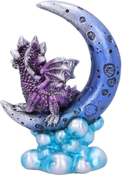 Nemesis Now U5028R0 Metallic Purple Crescent Creature Moon Dragon Figurine, Polyresin, One Size