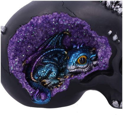 Nemesis Now Cave Small Dragon Hiding Within a Crystal Skull, Polyresin, Black, 16.5cm