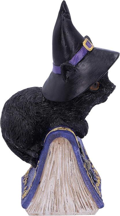 Nemesis Now Pocus Small Witches Familiar Black Cat and Spellbook Figurine, Purple, 12.7cm