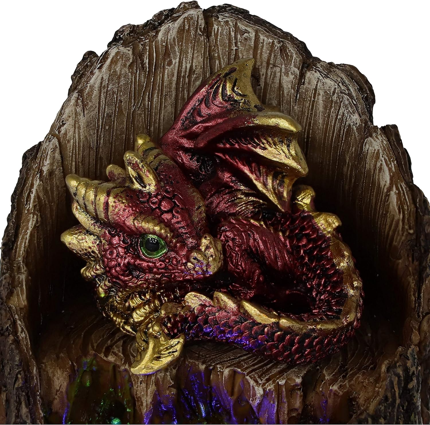 Nemesis Now Arboreal Hatchling Red Dragon in Tree Trunk Light Up Figurine, Green, 10.8cm, U5287S0