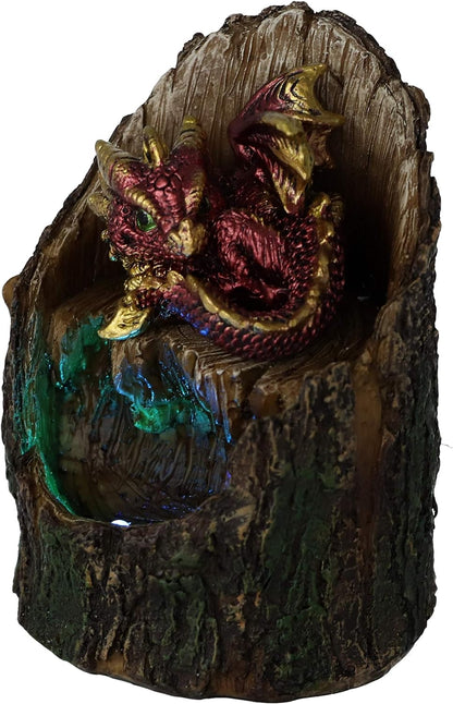 Nemesis Now Arboreal Hatchling Red Dragon in Tree Trunk Light Up Figurine, Green, 10.8cm, U5287S0