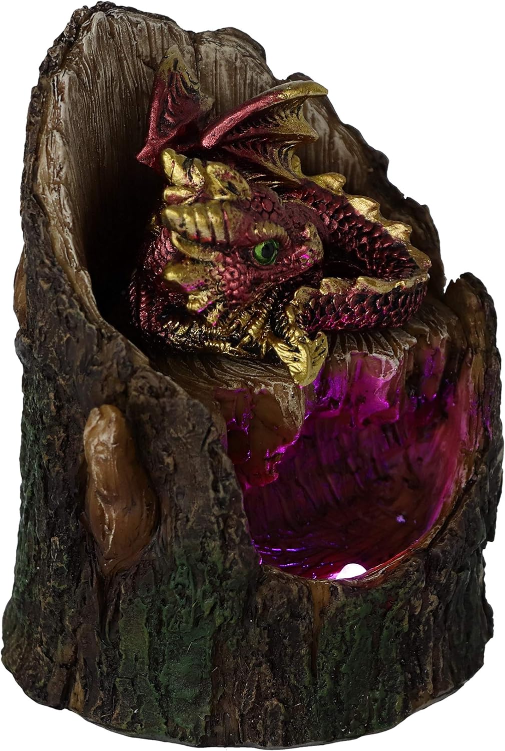 Nemesis Now Arboreal Hatchling Red Dragon in Tree Trunk Light Up Figurine, Green, 10.8cm, U5287S0