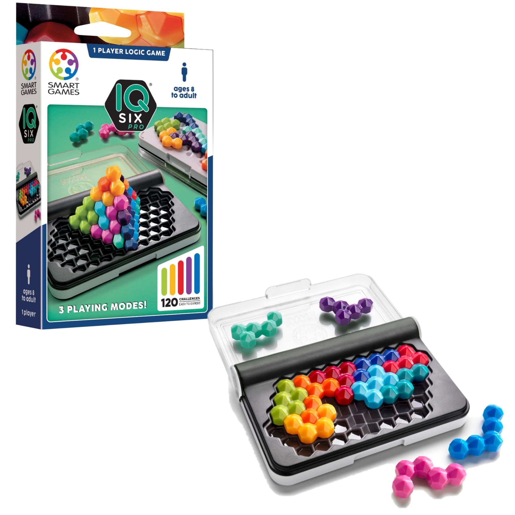 smart games - IQ Six Pro, Puzzle Game with 120 Challenges, 3 Playing Modes, 8+ Years