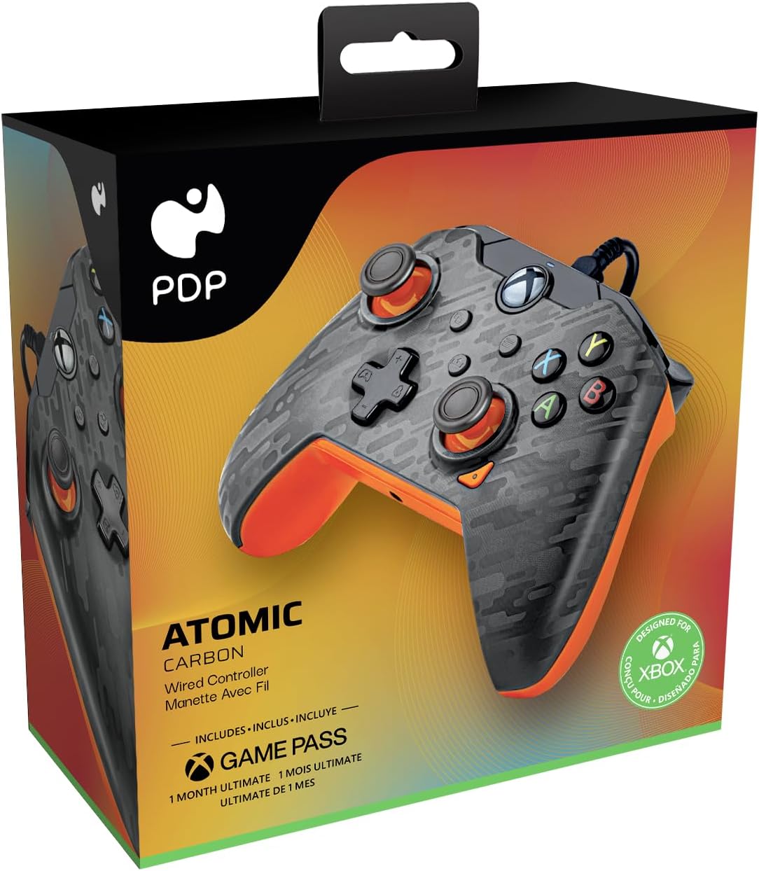PDP Officially Licensed Microsoft: Wired Controller - Atomic Carbon + 1 Month Xbox Live (Xbox Series X/S
