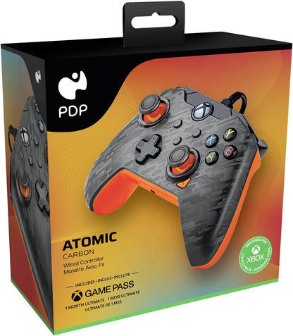 PDP Officially Licensed Microsoft: Wired Controller - Atomic Carbon + 1 Month Xbox Live (Xbox Series X/S