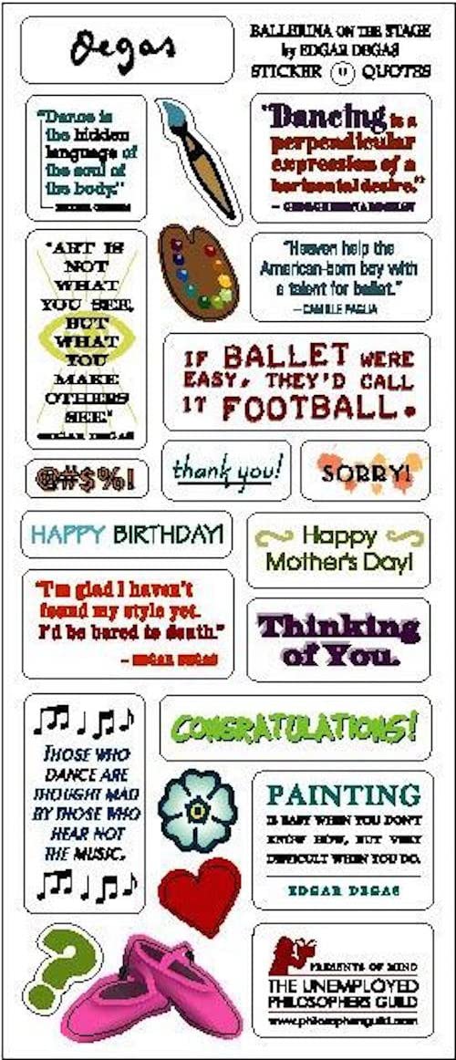 Degas Ballerina Quotable Notable - Greeting Card And Sticker Sheet - [Dutch Import]