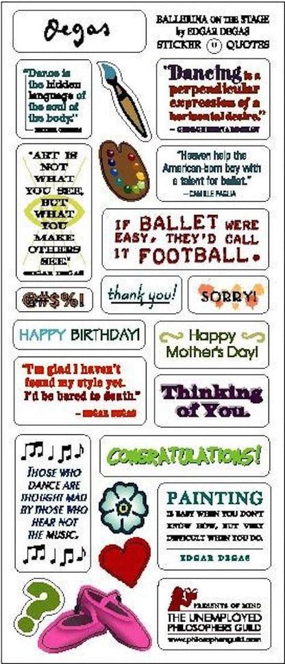 Degas Ballerina Quotable Notable - Greeting Card And Sticker Sheet - [Dutch Import]