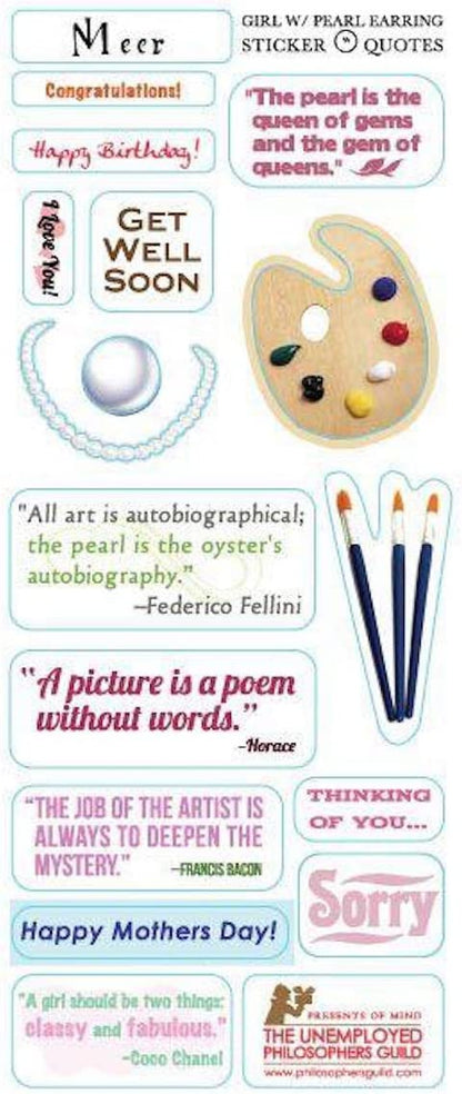 Girl With Pearl Earring Quotable Notable - Greeting Card And Sticker Sheet - [Dutch Import]