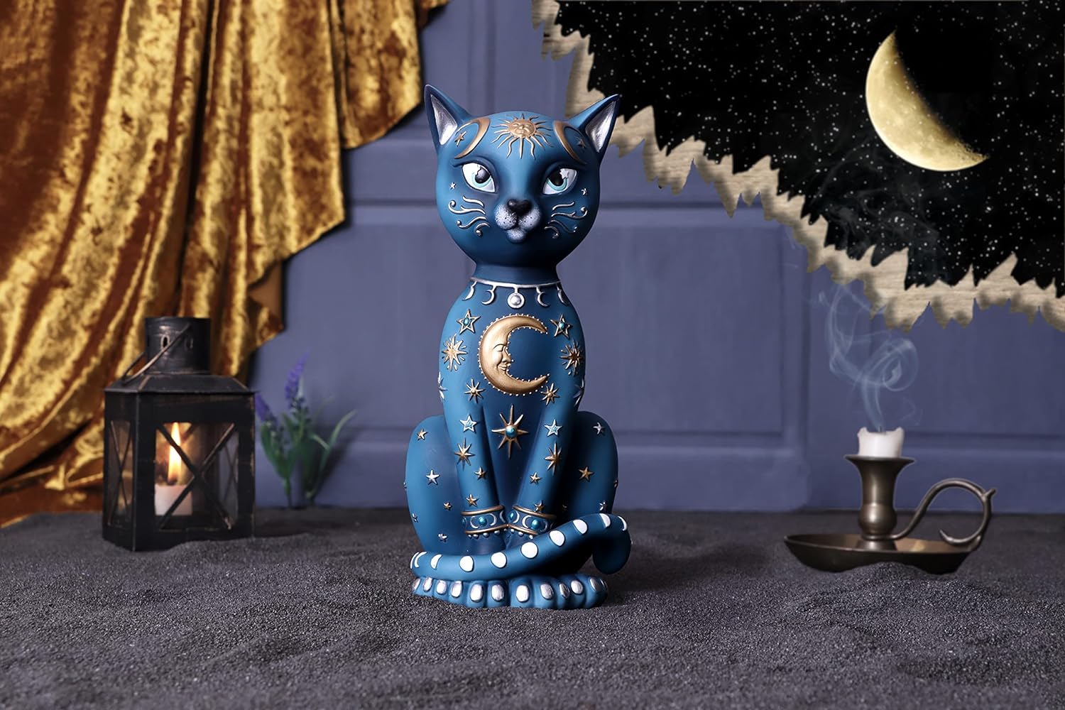 Nemesis Now Celestial Kitty 26cm, Resin, Blue, Celestial Cat Figurine, Kitty Figurine, Spiritual Gift, Cast in the Finest Resin, Expertly Hand-Painted