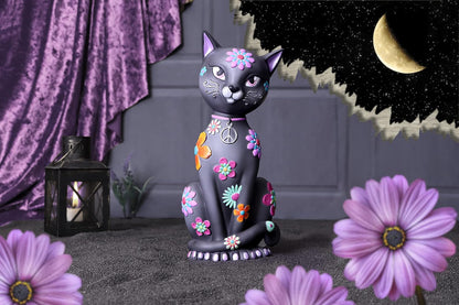 Nemesis Now Hippy Kitty 26cm, Resin, Black, Hippy Black Kitten, Hippy Kitty Figurine, Spiritual Gift, Cast in the Finest Resin, Expertly Hand-Painted