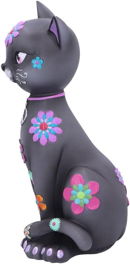 Nemesis Now Hippy Kitty 26cm, Resin, Black, Hippy Black Kitten, Hippy Kitty Figurine, Spiritual Gift, Cast in the Finest Resin, Expertly Hand-Painted