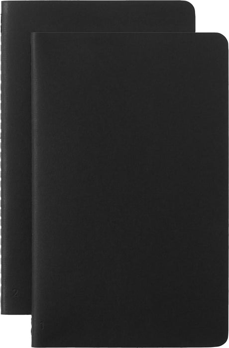 Moleskine Smart Cahier Journals Set of 2 Digital Cahiers with Lined Pages, Pen + Compatible, Cardboard Cover, Large 13 x 21 cm, Black, 80 Pages