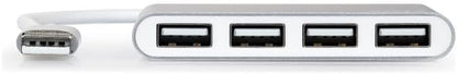 Port Designs 4 Ports 2.0 USB Hub, Silver