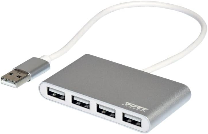 Port Designs 4 Ports 2.0 USB Hub, Silver