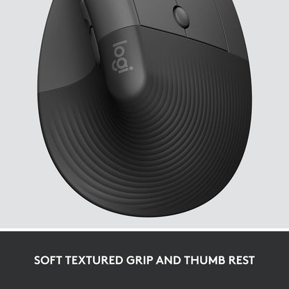 Logitech Lift For Business, Mouse Verticale Ergonomico, Wireless, Bluetooth, USB Secured Logi Bolt, Clic Silenziosi, Certificazione Globale, Windows/Mac/Chrome/Linux - Graphite