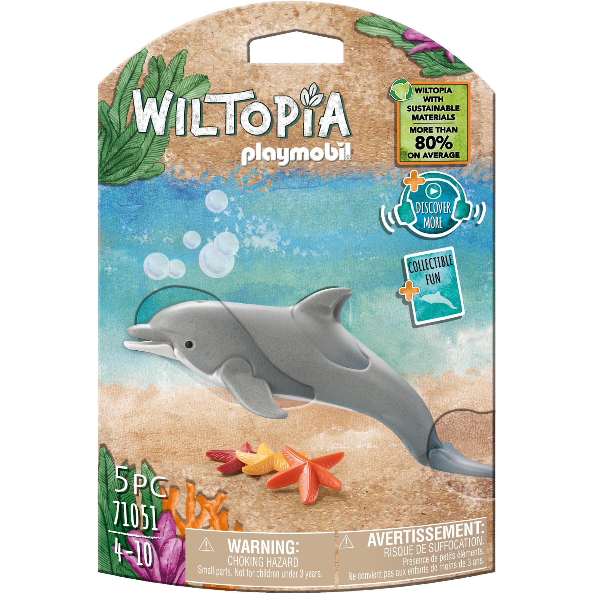 Playmobil 71051 Wiltopia Dolphin, Animal Toy, Sustainable Toys, Fun Imaginative Role-Play, PlaySets Suitable for Children Ages 4+ One Size Dolphin