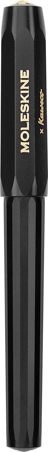 Moleskine x Kaweco Ballpen Refillable Pen in ABS plastic for Writers, Note-takers, Refill 1.0 mm with Blue Ink Included, Color Black