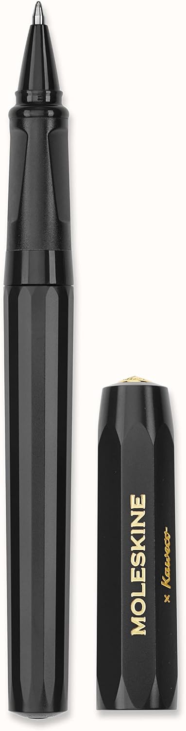 Moleskine x Kaweco Ballpen Refillable Pen in ABS plastic for Writers, Note-takers, Refill 1.0 mm with Blue Ink Included, Color Black