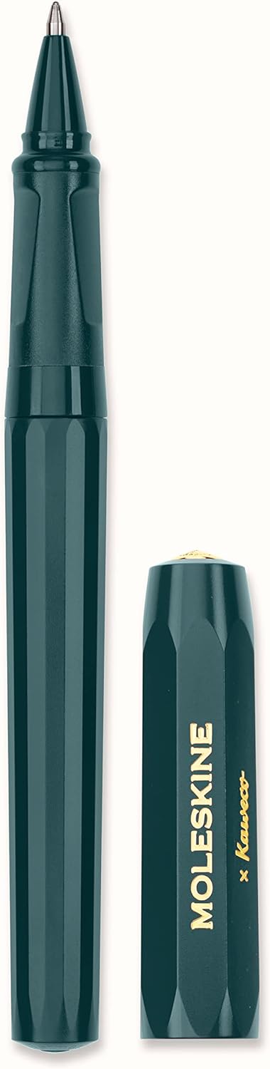 Moleskine x Kaweco Ballpen Refillable Pen in ABS plastic for Writers, Note-takers, Refill 1.0 mm with Blue Ink Included, Color Green