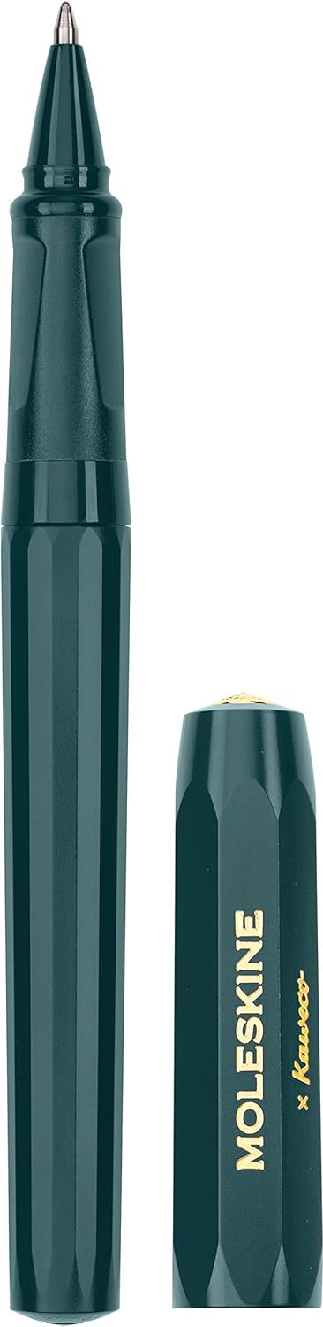 Moleskine x Kaweco Ballpen Refillable Pen in ABS plastic for Writers, Note-takers, Refill 1.0 mm with Blue Ink Included, Color Green