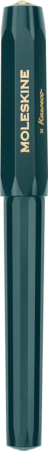 Moleskine x Kaweco Ballpen Refillable Pen in ABS plastic for Writers, Note-takers, Refill 1.0 mm with Blue Ink Included, Color Green