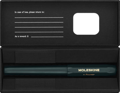 Moleskine x Kaweco Ballpen Refillable Pen in ABS plastic for Writers, Note-takers, Refill 1.0 mm with Blue Ink Included, Color Green