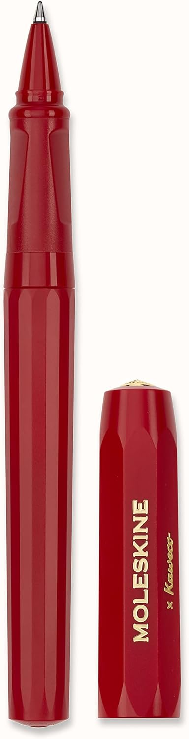Moleskine x Kaweco Rollerball Refillable Pen in ABS plastic for Writers, Note-takers, Refill 0.7 mm with Black Ink Included, Color Red