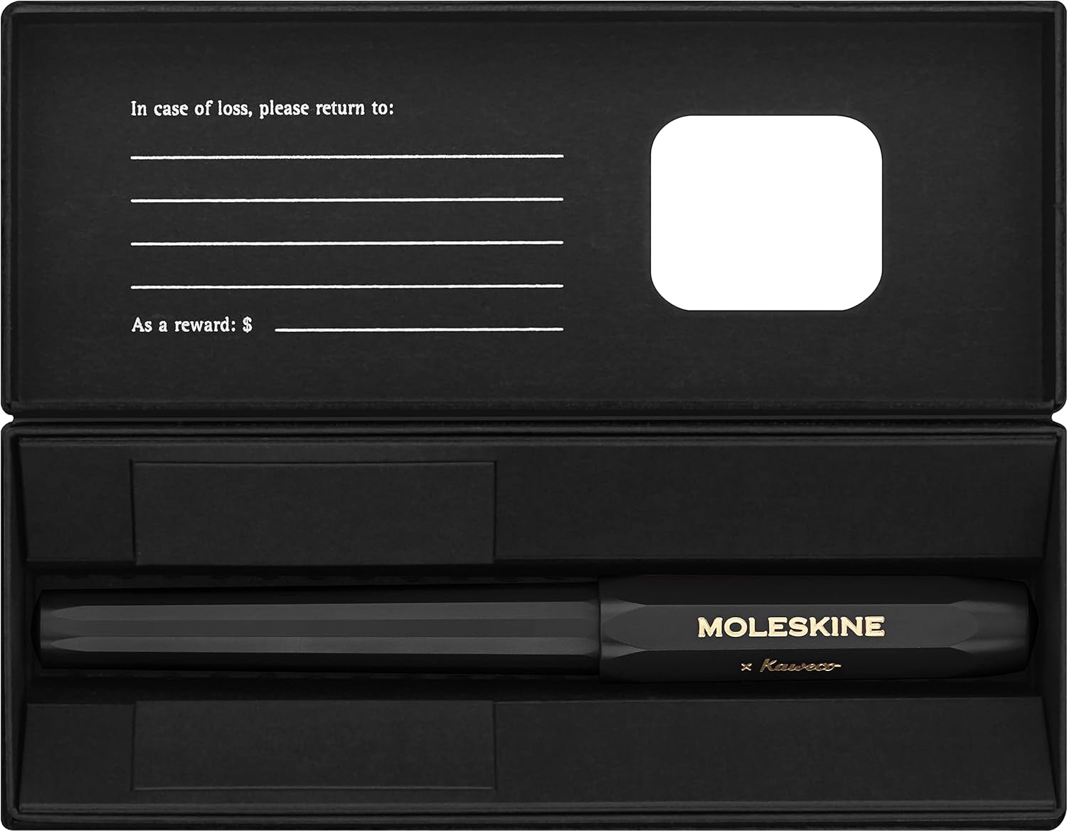 Moleskine x Kaweco Fountain Pen in ABS plastic with Gold-Plated Size M Nib for Writers, Note-Takers, Blue Ink Cartridge Included, Color Black
