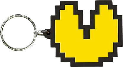 Pac-Man Rubber Keyring, Zip Pull or Backpack Charm (Pixel Design) - Official Merchandise